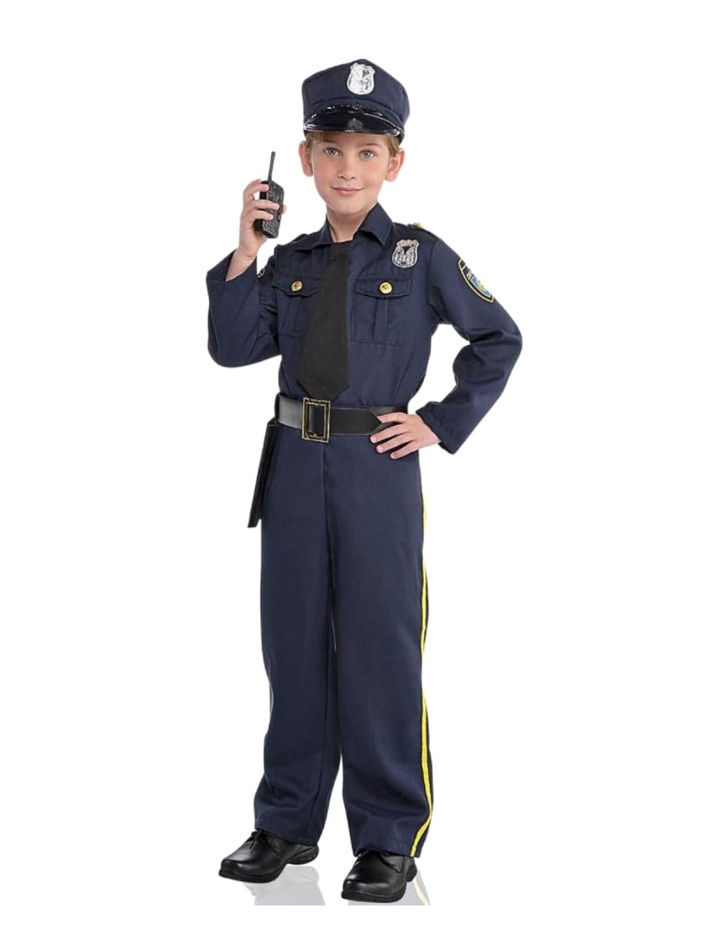 Boy Policeman Cop Costume Halloween Handcuffs Walkie Talkie Holster Size 4-6